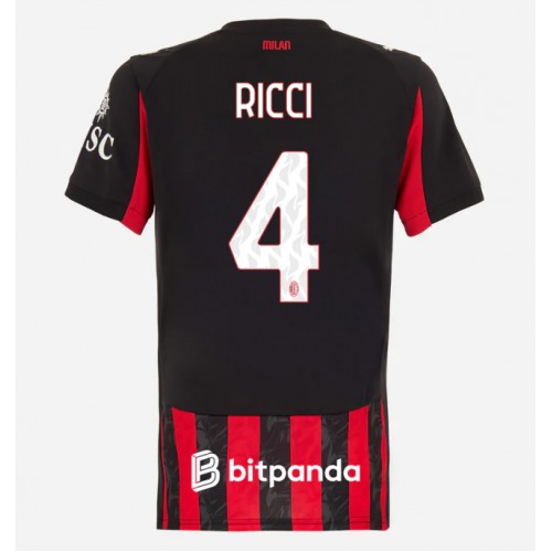 AC Milan Samuele Ricci #4 Replik Heimtrikot Damen 2025-26 Kurzarm AC Milan Samuele Ricci #4 Replik Heimtrikot Damen 2025-26 Kurzarm